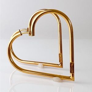 Vintage Moschino Open Heart Gold Tone Hoop Earrings Clip Push Backs